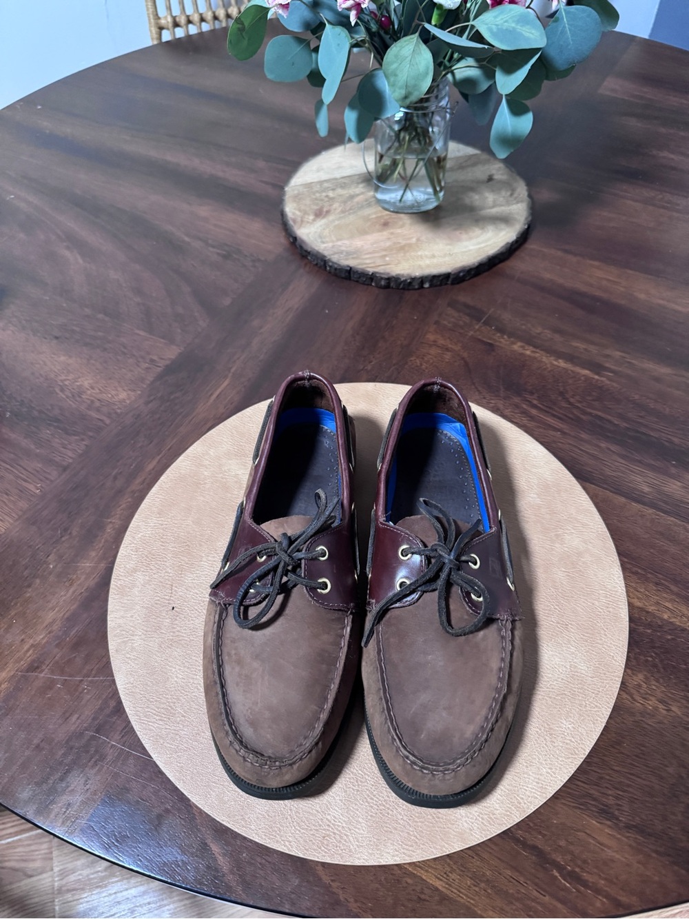 Sperry Two-Tone Brown Leather and Chestnut Boat Shoes